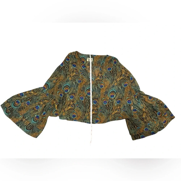 Peacock print sheer blouse - size M/L - Picture 5 of 8